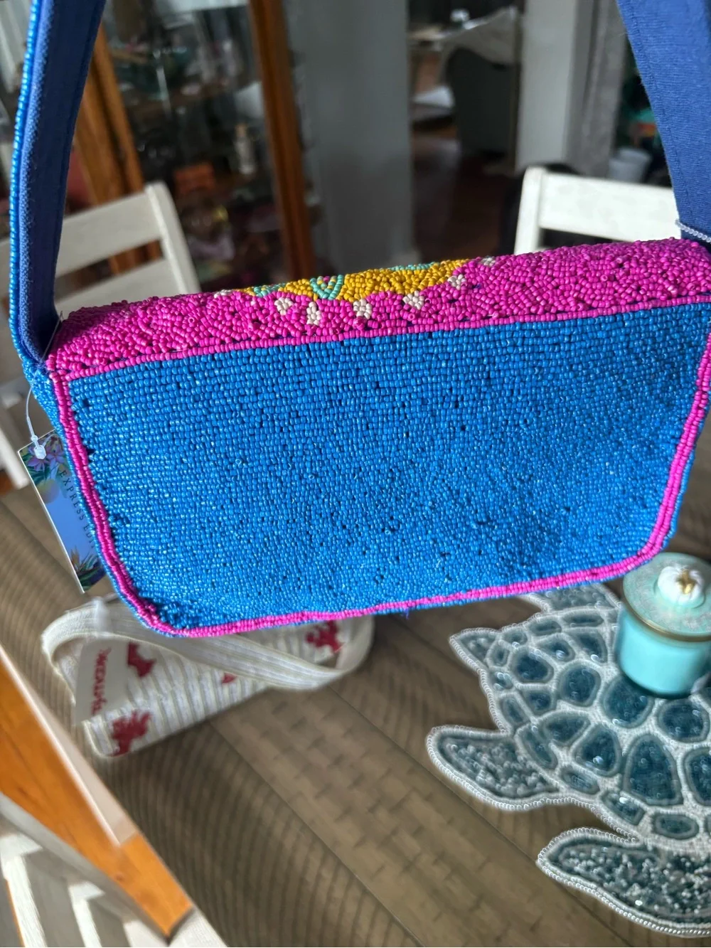 Beaded Palm Tree Clutch - Multicolor